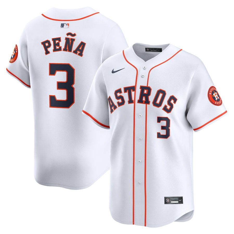 Men Houston Astros #3 Jeremy Pena Nike White Home Limited Player MLB Jersey